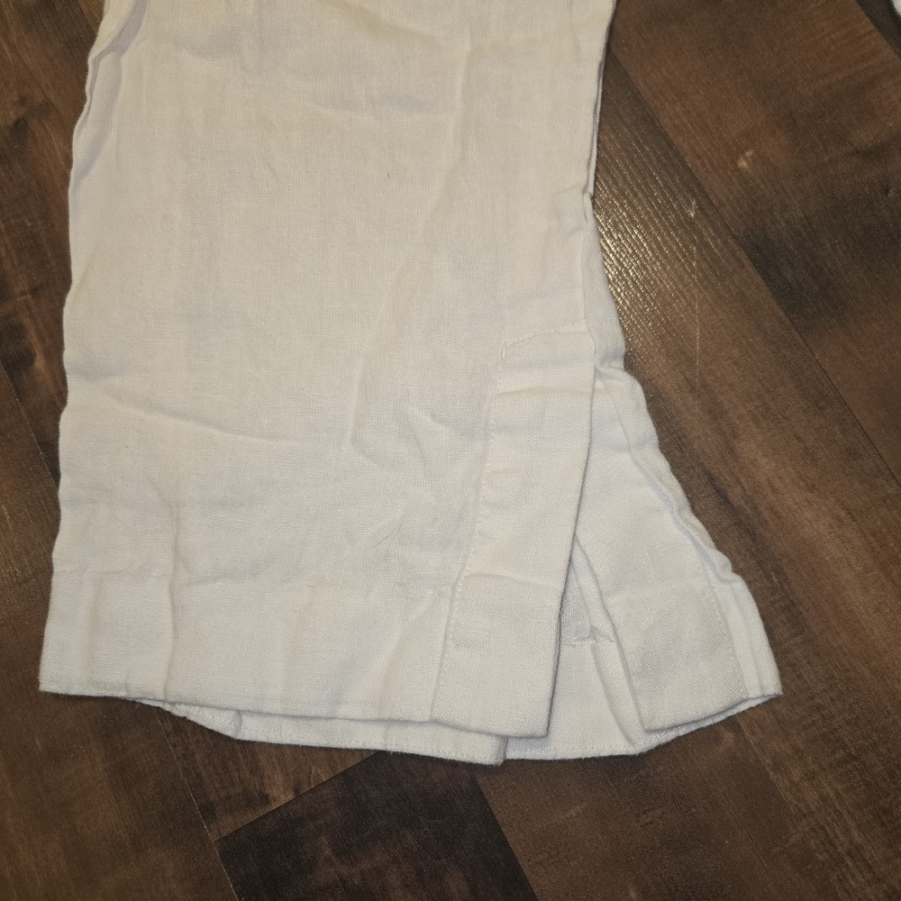 Athleta Wide Leg Linen [1X] White Lagenlook Flowy Classy Pants Resortwear - Picture 5 of 11